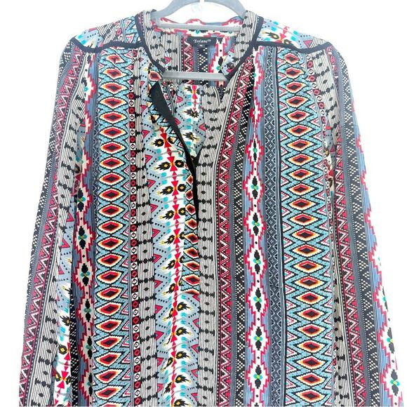 Tolani NATASHE Gray Red 100% Silk Tribal Western Ethnic Flowy Tunic Mini Dress - Picture 5 of 13